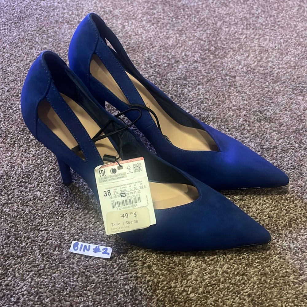 Zara Royal Blue Pointed Toe Cutout Heels